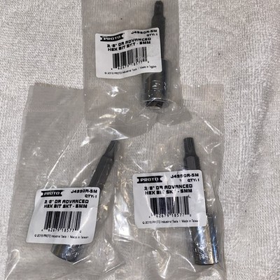 3-PROTO 3/8  Drive Hex Bits - Set Of 3 New In Packages 5mm