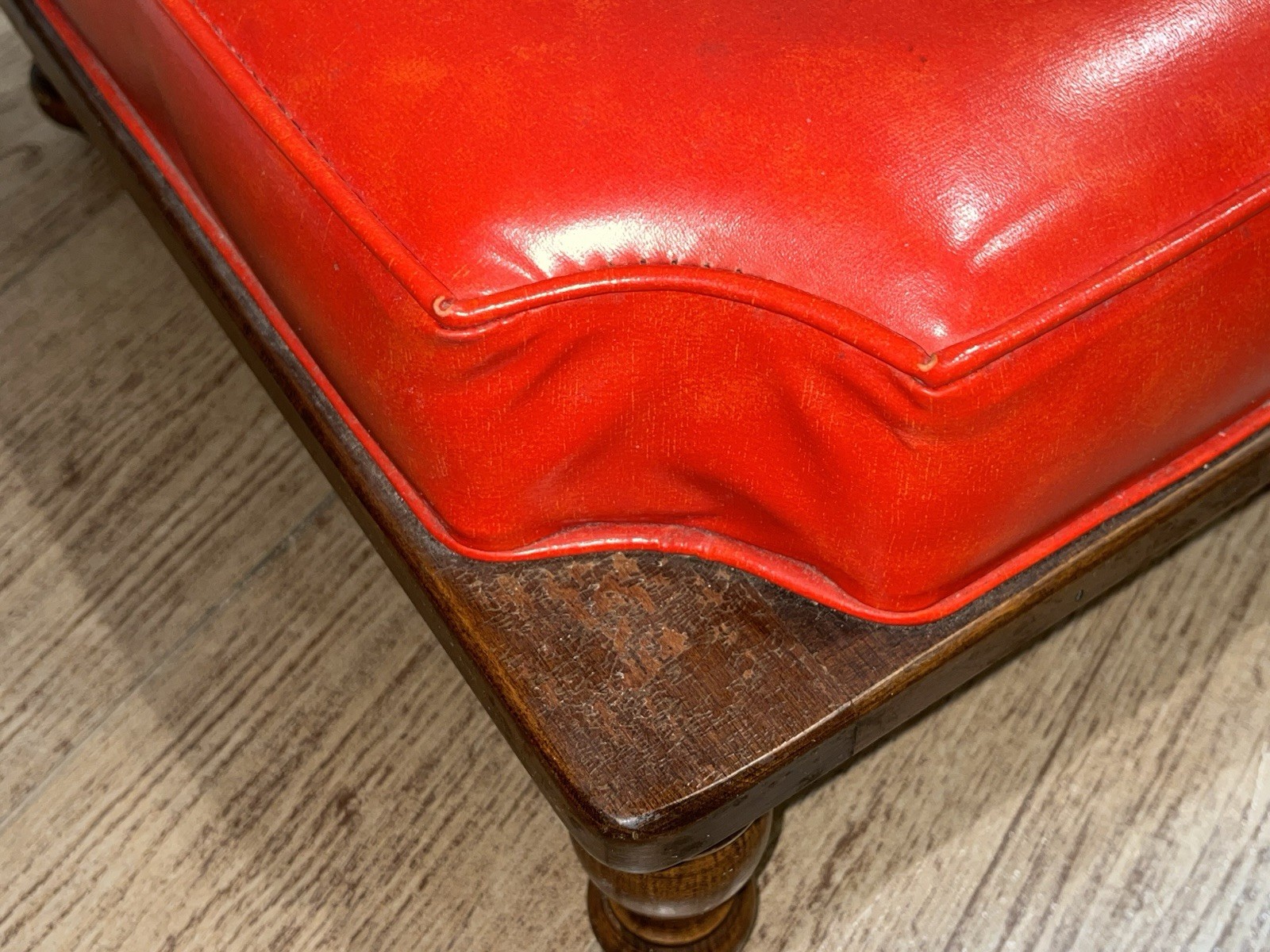 Vintage MCM Ethan Allen (?) Stacking Foot Stool BRIGHT RED Ottoman ~ VERY NICE!