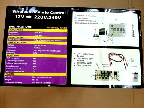 2200 Watt Wechselrichter mit Ladegerät extra 200 Watt mehr 12 V DC, 220/240V AC 50 Hz - Bild 11 von 12