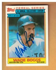 Wade Boggs AUTOGRAPHED 1984 TOPPS CEREAL SERIES CARD SIGNED BOSTON RED SOX