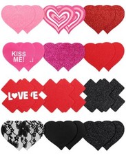 Glitters Pasties Nipple Covers Stickers for Women Rave Party Red and Black