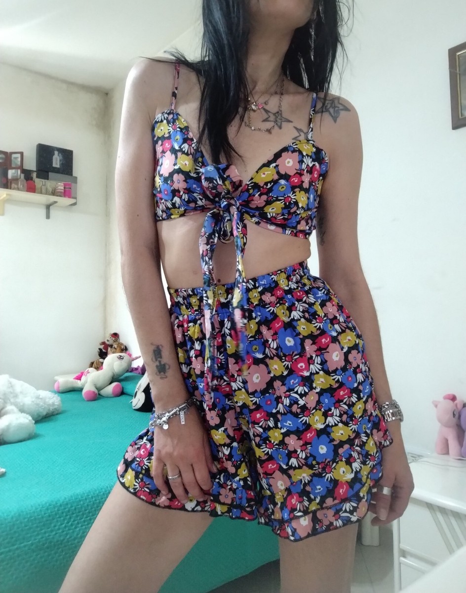 Set Coordinato Donna Boohoo Tg S Shorts Pantaloncini Top Nodo