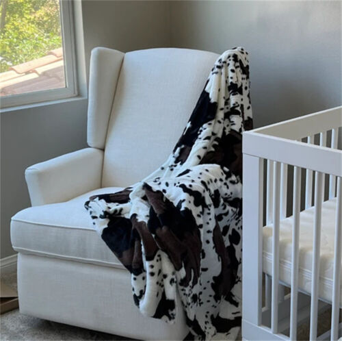 Cow Print Faux Fur Throw Blanket Double-Sided - Warm Fluffy Blanket Farmhouse - Picture 18 of 78