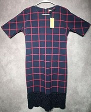 Michael Kors MacIntosh Dress Woman's 6 Blue Plaid Work Lace Back Zip Up