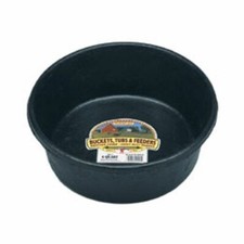 Little Giant Feed Pan Rubber Livestock Pets Farm Ranch Tough 4 Quart Black