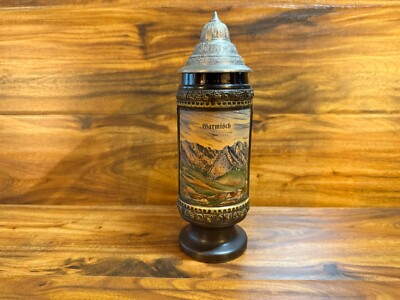 Vintage German Schmidt Beer Stein Garmisch-Partenkirchen w/ Pewter Lid 10.5