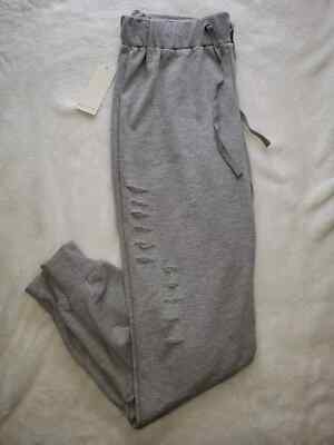 Hot Gal NYC Women's Distressed Ripped Light Gray Joggers M