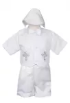 BOYS christening outfit Infant baptism set baby Rhinestone dove cross complete 
