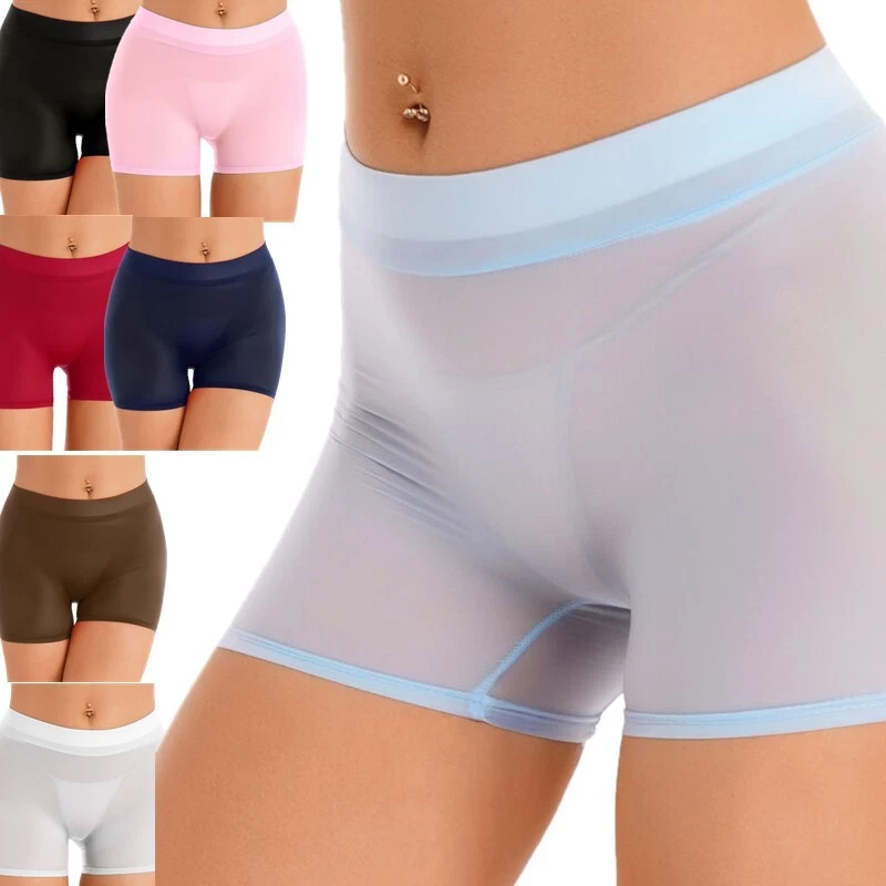 Women Semi Sheer Shorts Pants Running Yoga Workout Shorts See Through  Underwear