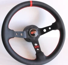 Steering Wheel fits For VW GTI Leather Golf Jetta MK1 MK2 Caddy Deep Dish 75-88