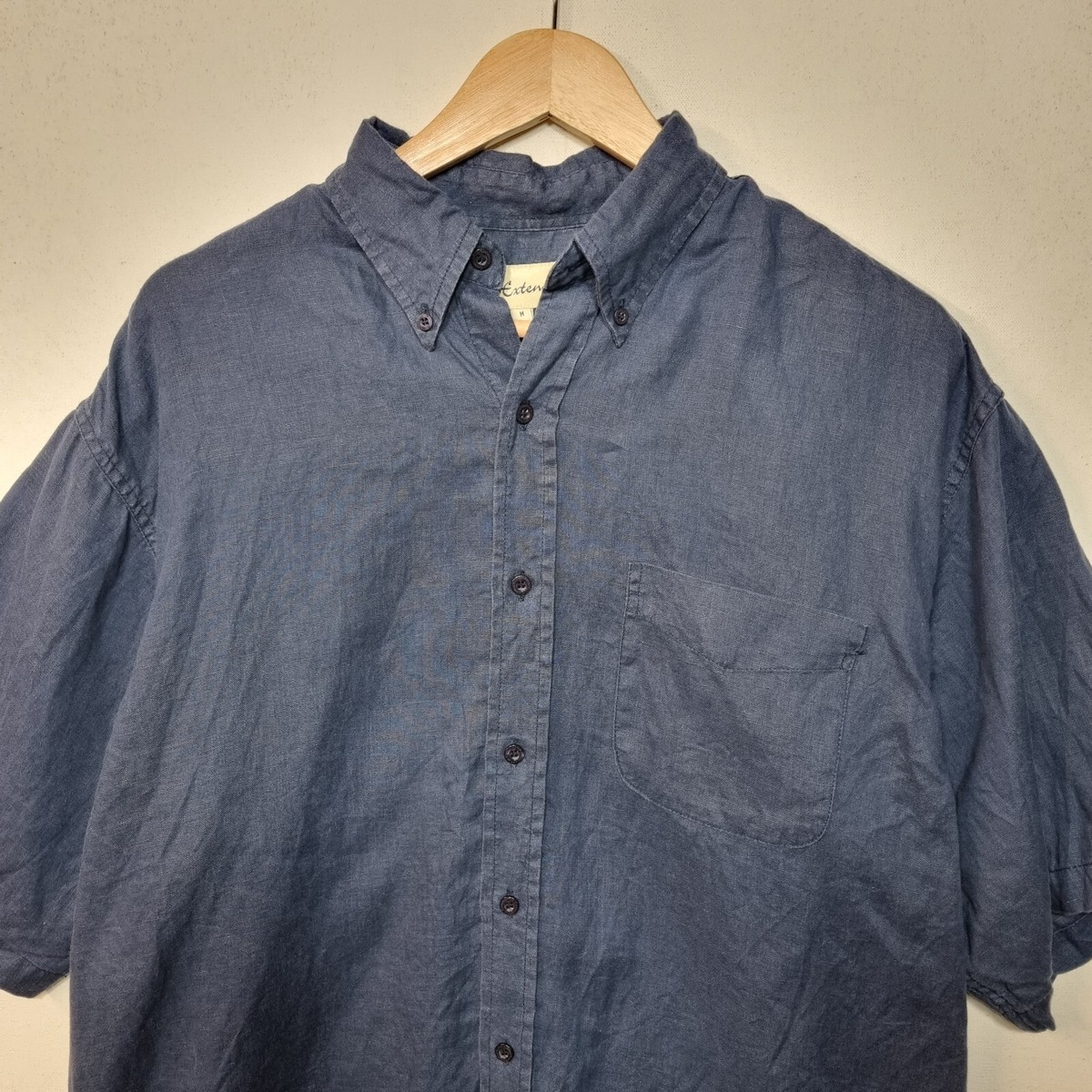 In Extenso Mens Short Sleeve Shirt Size Medium Blue Button Down