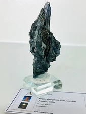 Stibnite Dolomite Crystal Quinglong Mine China 68g Glass Display Base