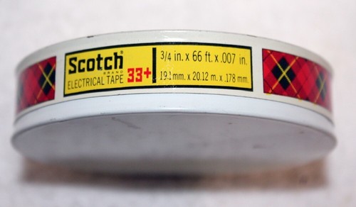 Vintage Scotch 3m No. 33 Plus Roll of Vinyl Plastic Electrical Tape in Plaid Tin - Picture 4 of 6