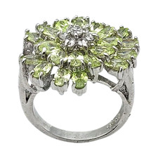 18KGP STERLING SILVER PERIDOT BURST SIZE 8.75 RING 9.4GR 1151