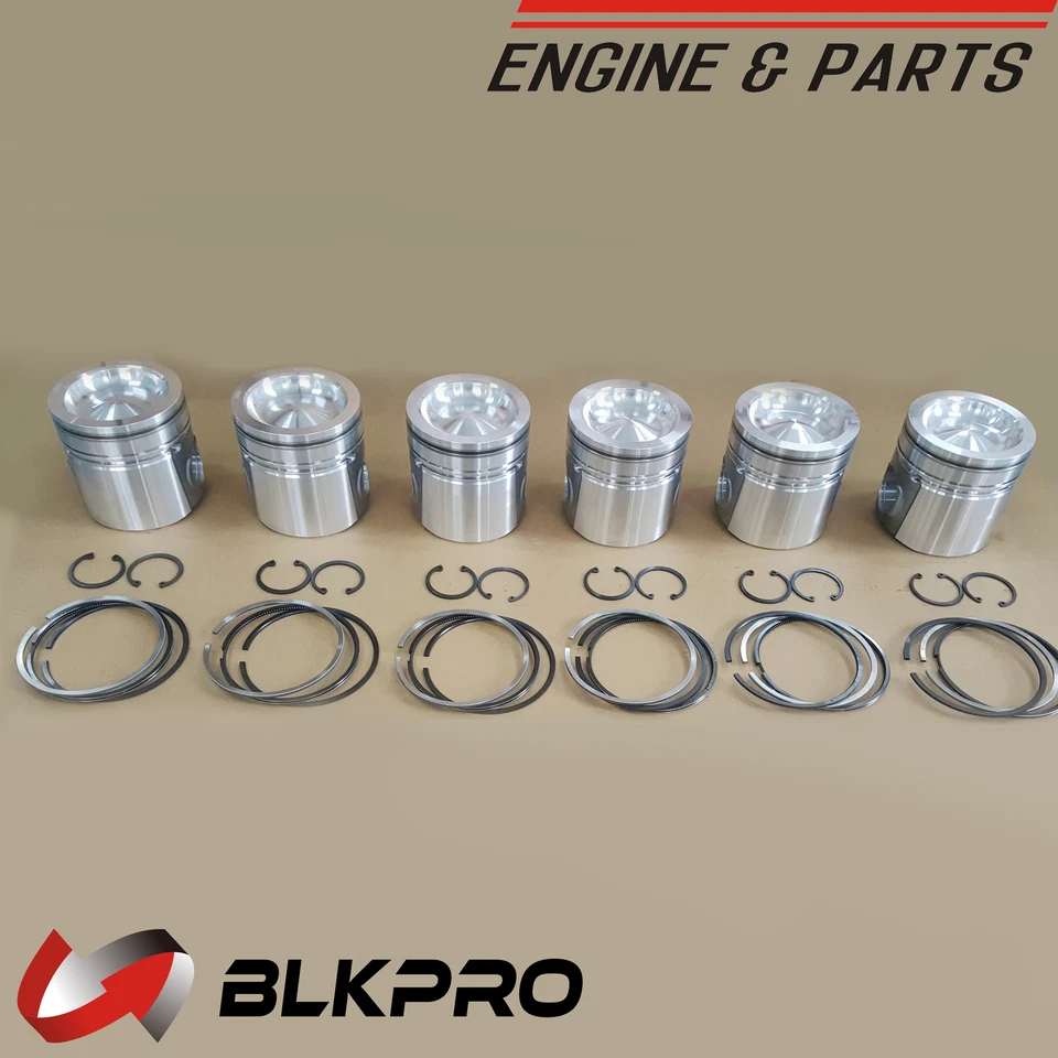 6* PISTÓN DEL MOTOR + Juego de anillos 0,5 mm 0,02' de gran tamaño para Dodge 6,7 L Cummins 07-17 Foto 2 de 2