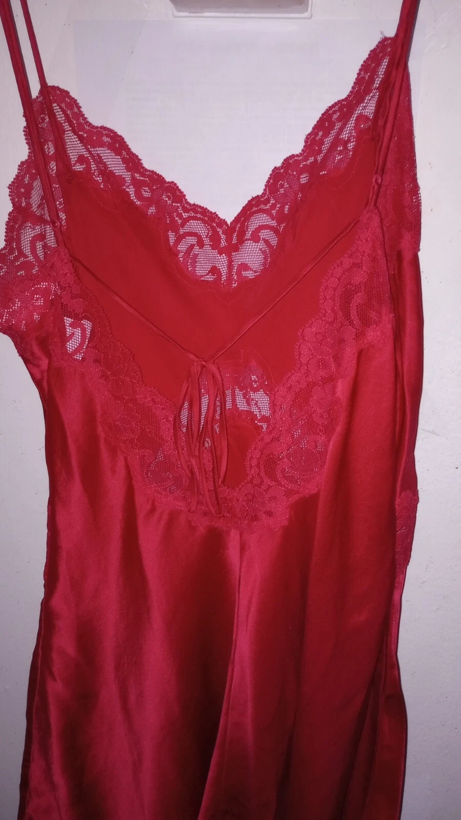UNDERCOVER Abito Vintage Victorias Secret ?% Seta Raso Rosso Pizzo Y2k Chemise Nighty XS Sexy 03