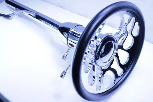 32" Plain Steel Tilt Steering Column - Floor Shift, Painable, For Hot Rod & Street Rod