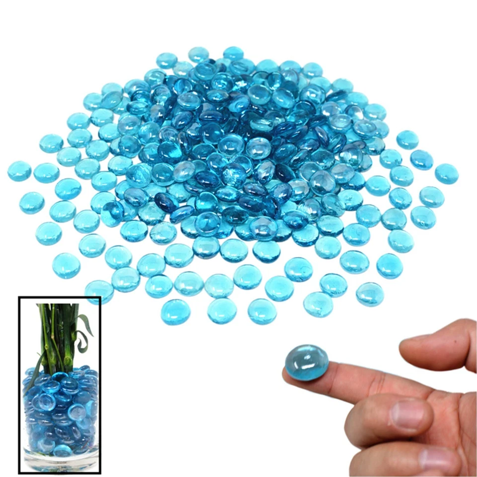 1200 Pcs Ocean Blue Glass Gems, Pebbles, Mosaic Tiles, Marble Vase Filler (12LB) - Image 3 of 4