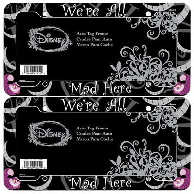 Chroma Cheshire Cat Were All Mad Here Plastic Car License Plate Frames, 2 Packs