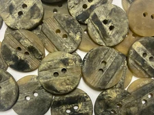 Unique Rustic Carved Poly Faux Stone Button Khaki/Brown Shade 15mm 20mm 2hole