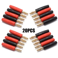 20PACK 4mm Wire Cord Solder Type Male Banana Plug Jack Connector Gold Plated NEW