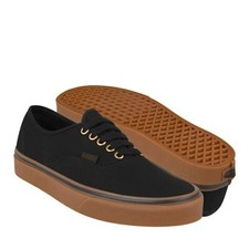 Vans Authentic Black Rubber Sneakers Skate Shoes Canvas