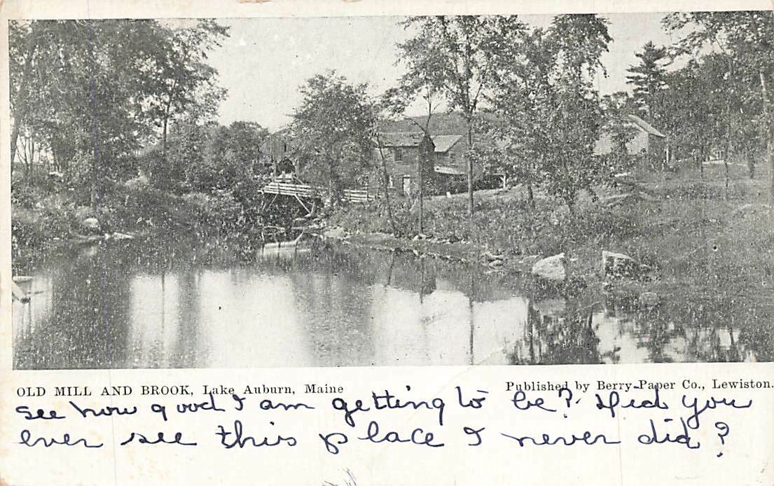 Old Mill And Brook Lake Auburn UDB Maine VTG P72