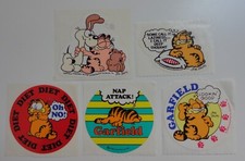  5 Vintage 1980s Garfield Unused Mod Stickers DIET SOME CALL IT LAZINESS NAP 