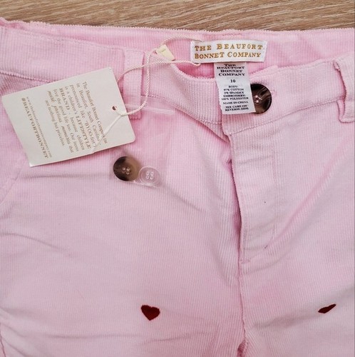 The Beaufort Bonnet Company Pep Club Pink Corduroy Embroidered Heart Pants sz10 - Picture 3 of 6