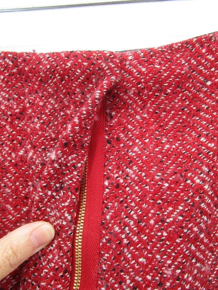 Falda Escada Mujer 12 Roja Envoltura Línea A Cremallera Completa Mezcla Lana Virgen Tejida Carrera 42 Foto 2 de 4