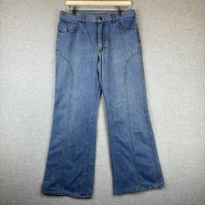 Vintage Bell Bottom Lee Jeans Mens 32x28 Boho Wide Leg Sanforset Denim 60s USA