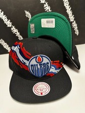 VINTAGE NWT Mitchell  Ness Edmonton Oilers Retro PAINTBRUSH Black Snapback Hat