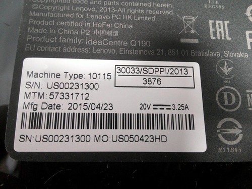 Lenovo Ideacentre Q190 Celeron 1017U 1.60GHz 4GB 500GB HDD No OS PC (H808) - Picture 5 of 5