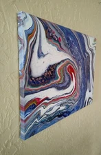 Original Acrylic/Canvas 16"x20" "Periwinkle Swirling Storm" Gold, White, Space 