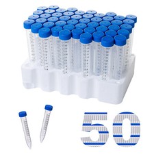 50Pcs 15ml Conical Centrifuge Tubes, Sterile Conical Tubes, Flat Top, Rack