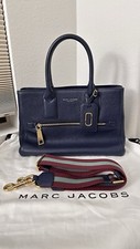 Marc Jacobs Gotham East-West Pebbled Leather Crossbody Tote in Navy Blue