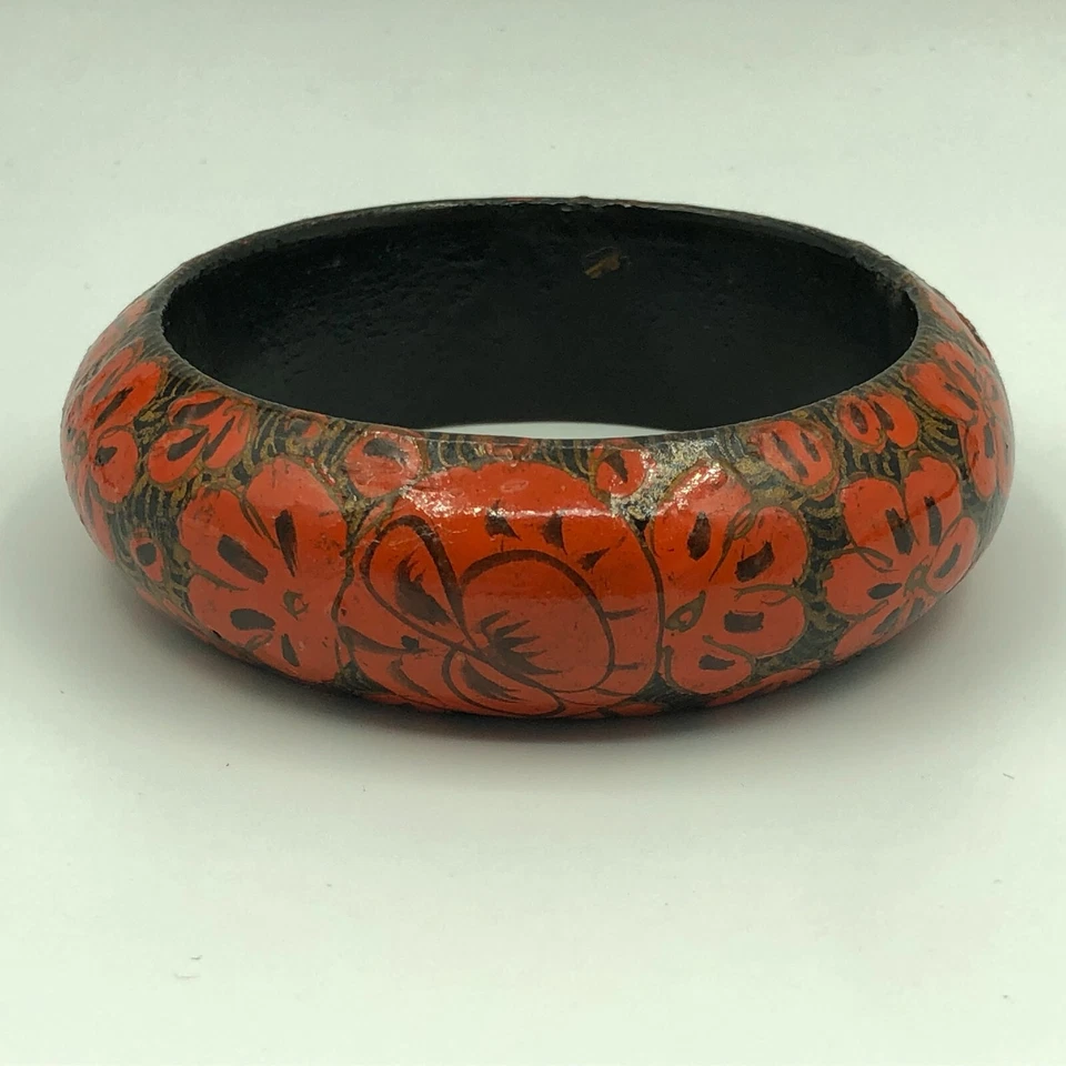 Brazalete Orangular Floral Decorado Pulsera Madera, Naturaleza, Navidad Boho Retro Foto 2 de 4