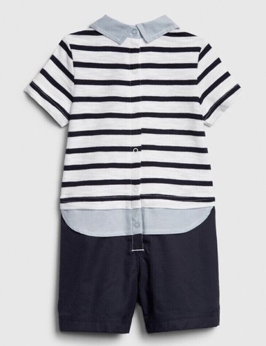 gap baby 3-in-1 Layered Shorty One-piece outfit navy blue size 3-6 months - Picture 2 of 2