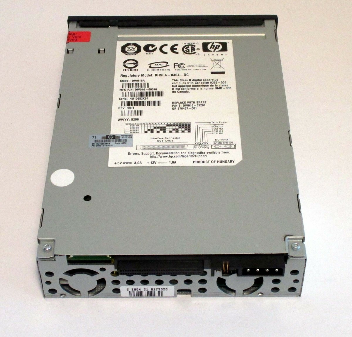 HP DW016-60010 StorageWorks Ultrium 448 Internal SCSI Tape Drive