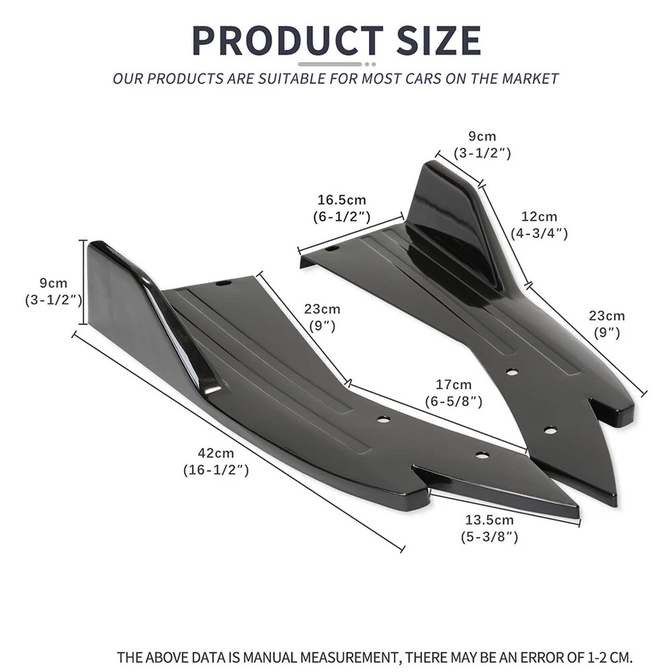 Rear Diffuser Bumper Splitter Canard Lip Side Skirts Black For Lincoln MKZ MKS - Image 2 of 4