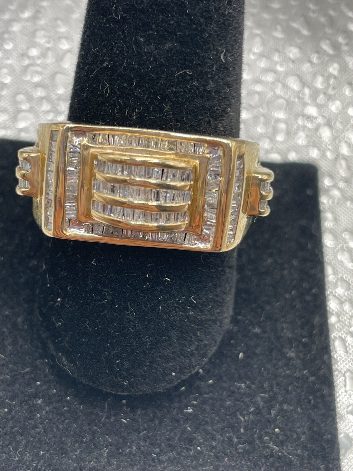 10K Solid Yellow Gold Man Ring With Diamonds, Siz… - image 3