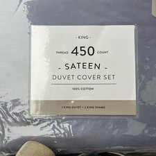 King 450 Thread Count Gray Sateen 100 Cotton Duvet Cover Set 3-Piece