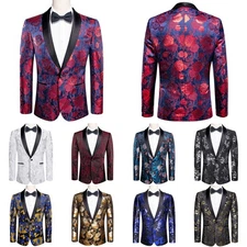 Paisley Floral Men's Sport Coat Tuxedo Gilet Jacket for Vacations Wedding Casual