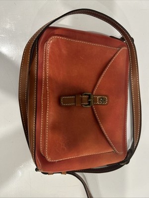 Patricia Nash Brown Leather Buckle Pocket Zipper Closure Crossbody Bag