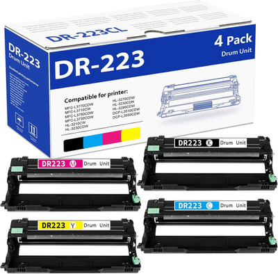 DR223CL Drum Unit Set 4 Pack (Black, Cyan, Magenta, Yellow) Replacement for Brot