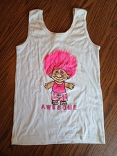 Rare Vintage 1980s Yurl Trolls Awesome Tank Top Shirt Adult Small - Made In USA