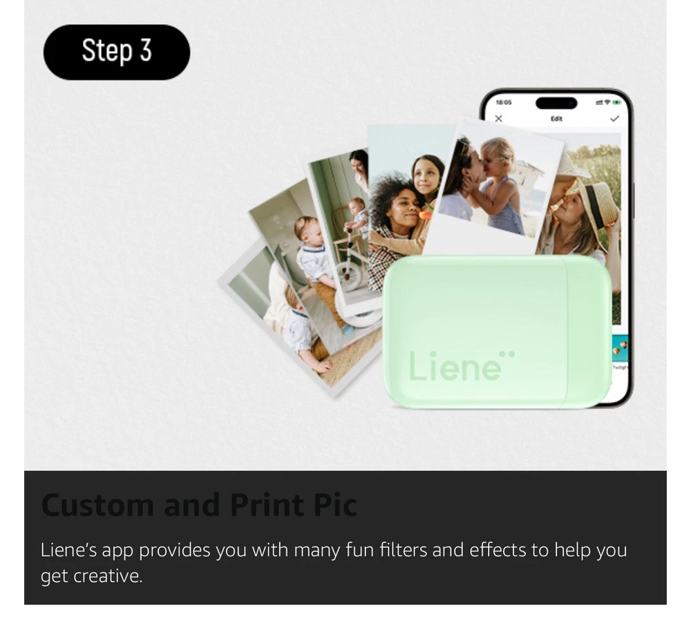 Liene 2x3 Green Mini Instant Portable Photo Printer with Mono Color