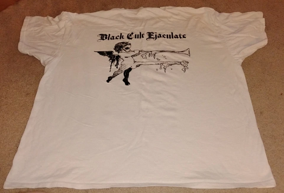 Camisa Profanatica Blanca Negra Culto Eyaculada 2XL 2024 Tour Camisa Diseño USBM Foto 2 de 4