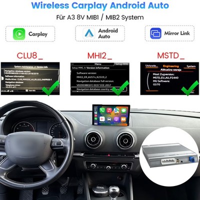 Wireless CarPlay Android Auto Modul Nachrüstsatz Für Audi A3 8V MIB1 MIB2 System