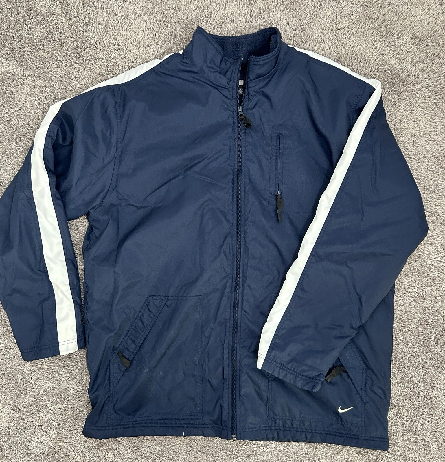 Vintage Men’s Nike Jacket Nylon Windbreaker Warm Fleece Lined Big And Tall 2XL